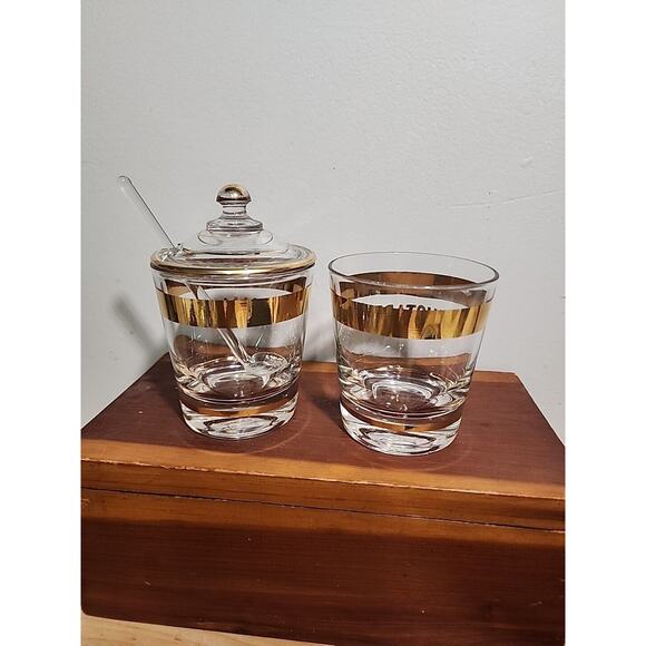 Gold Mid Century Mustard Jam Lidded Jar Spoon - Picture 5 of 7